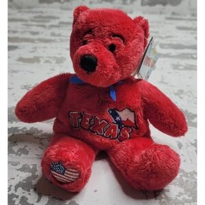 Symbolz Texas Bean Bag Plush Bear Red Stuffed Animal Souvenir Teddy 7"